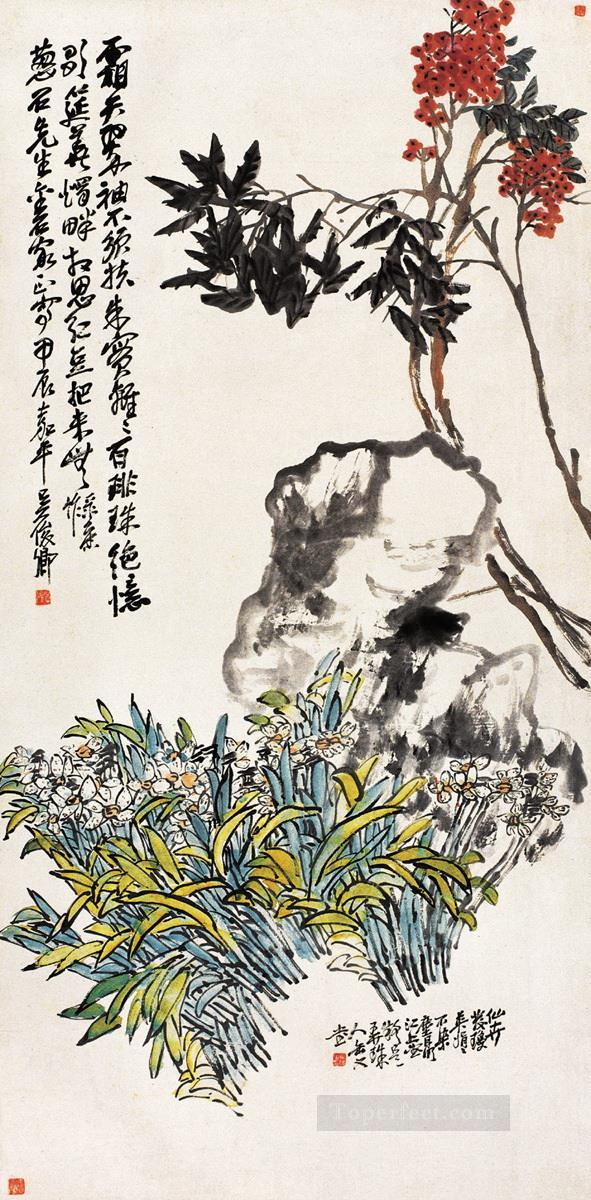 Tinta china antigua verde Wu cangshuo Pintura al óleo